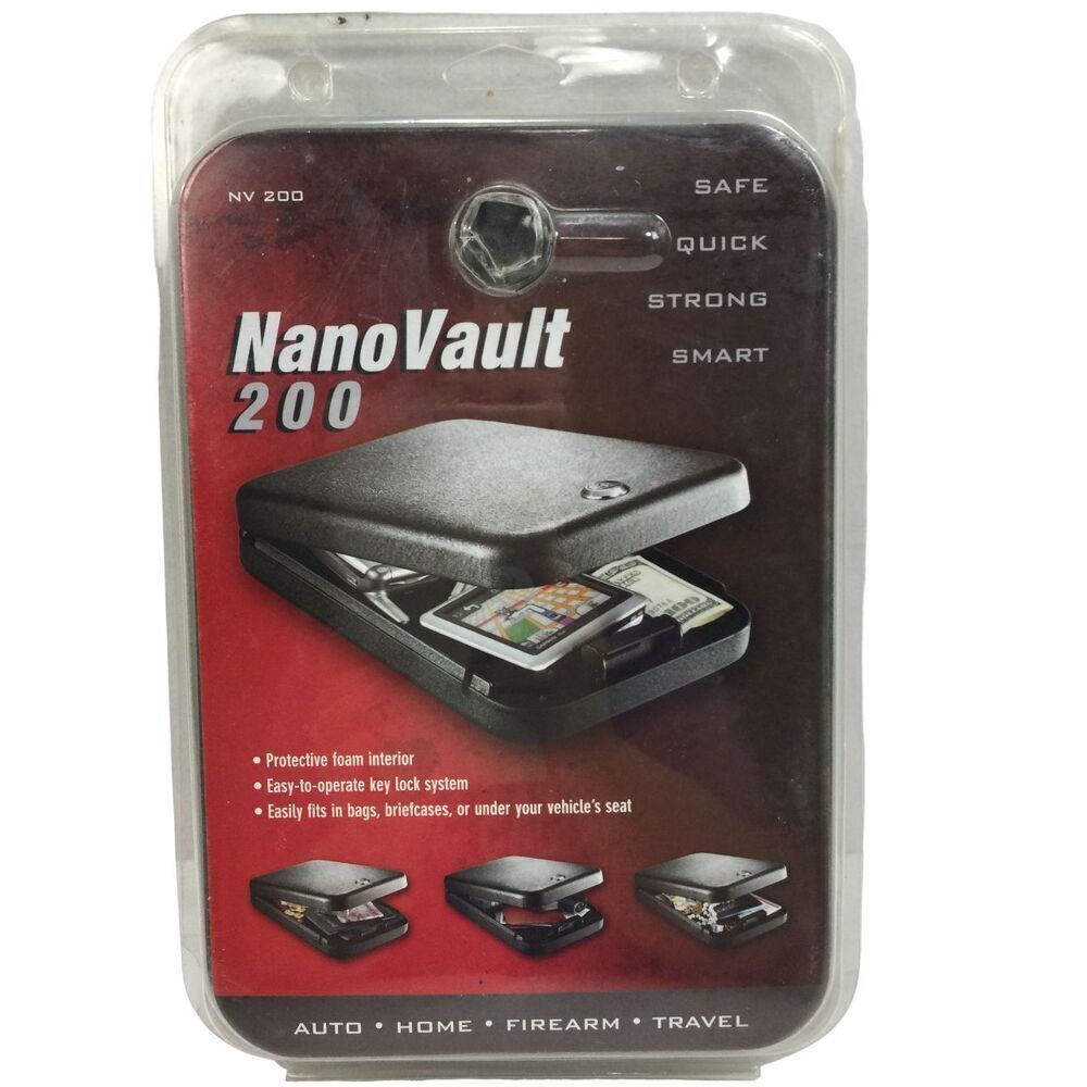 GunVault NanoVault NV100 Small Arms Safe Auto Home Travel W/ Key & Cable Blk NEW